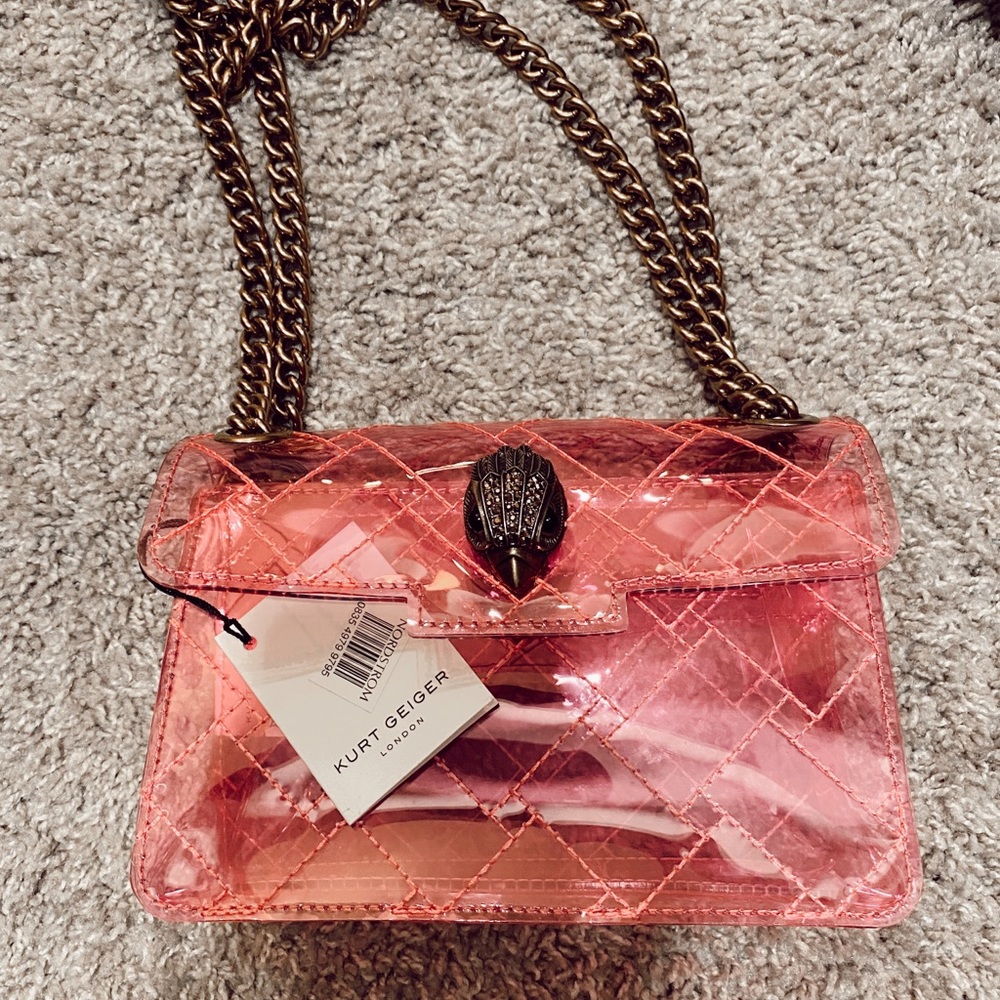 KURT GEIGER Mini Clear plastic crossbody bag PINK